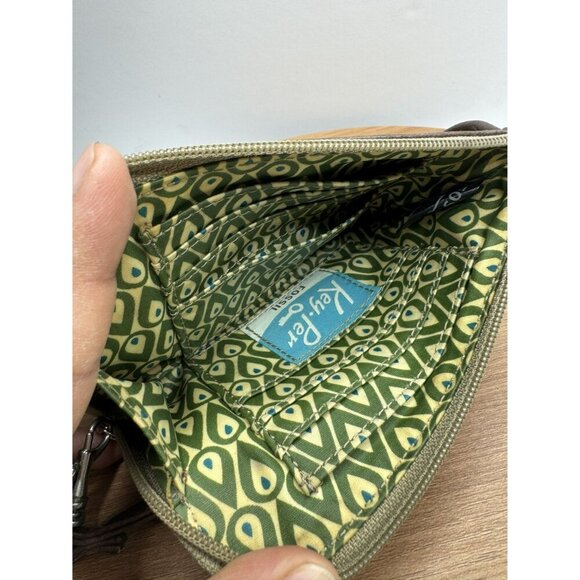 Fossil Floral Wristlet Wallet Zip Around Brown Orange Yellow Green - Picture 4 of 6